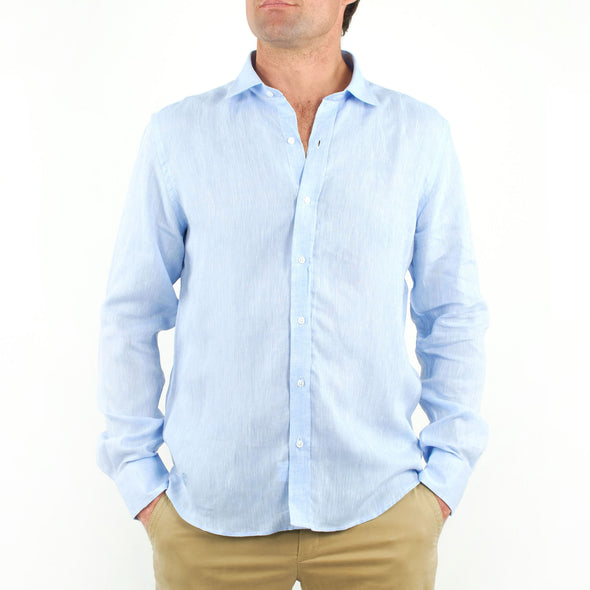 Long Sleeve Linen Shirt Sky Blue