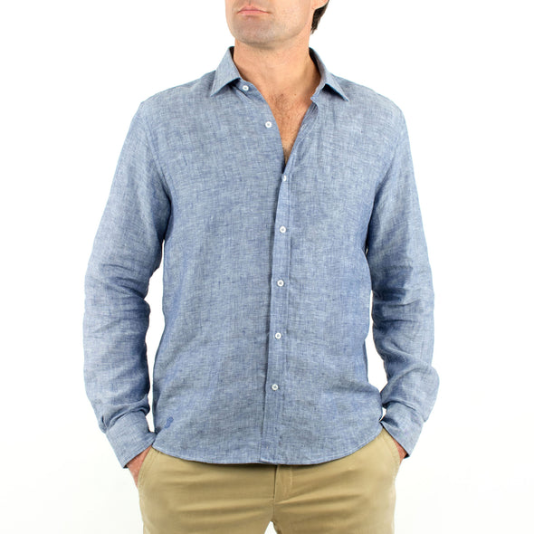 Long Sleeve Linen Shirt Denim