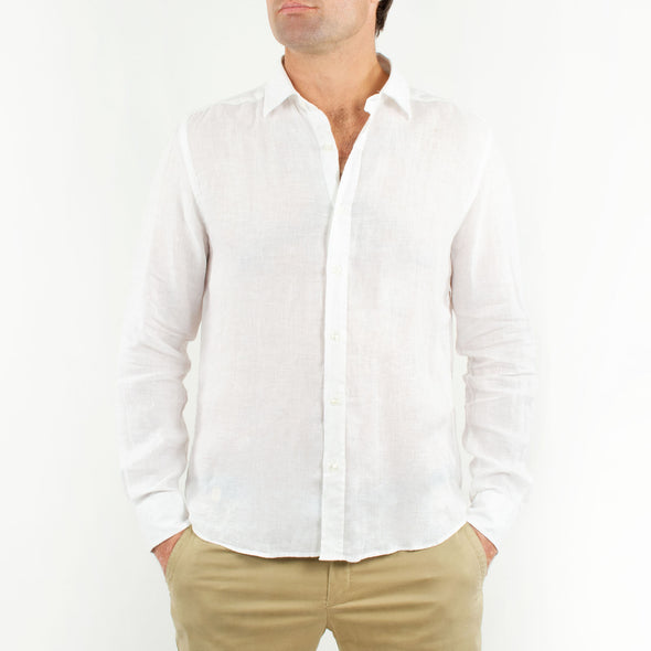 Long Sleeve Linen Shirt White