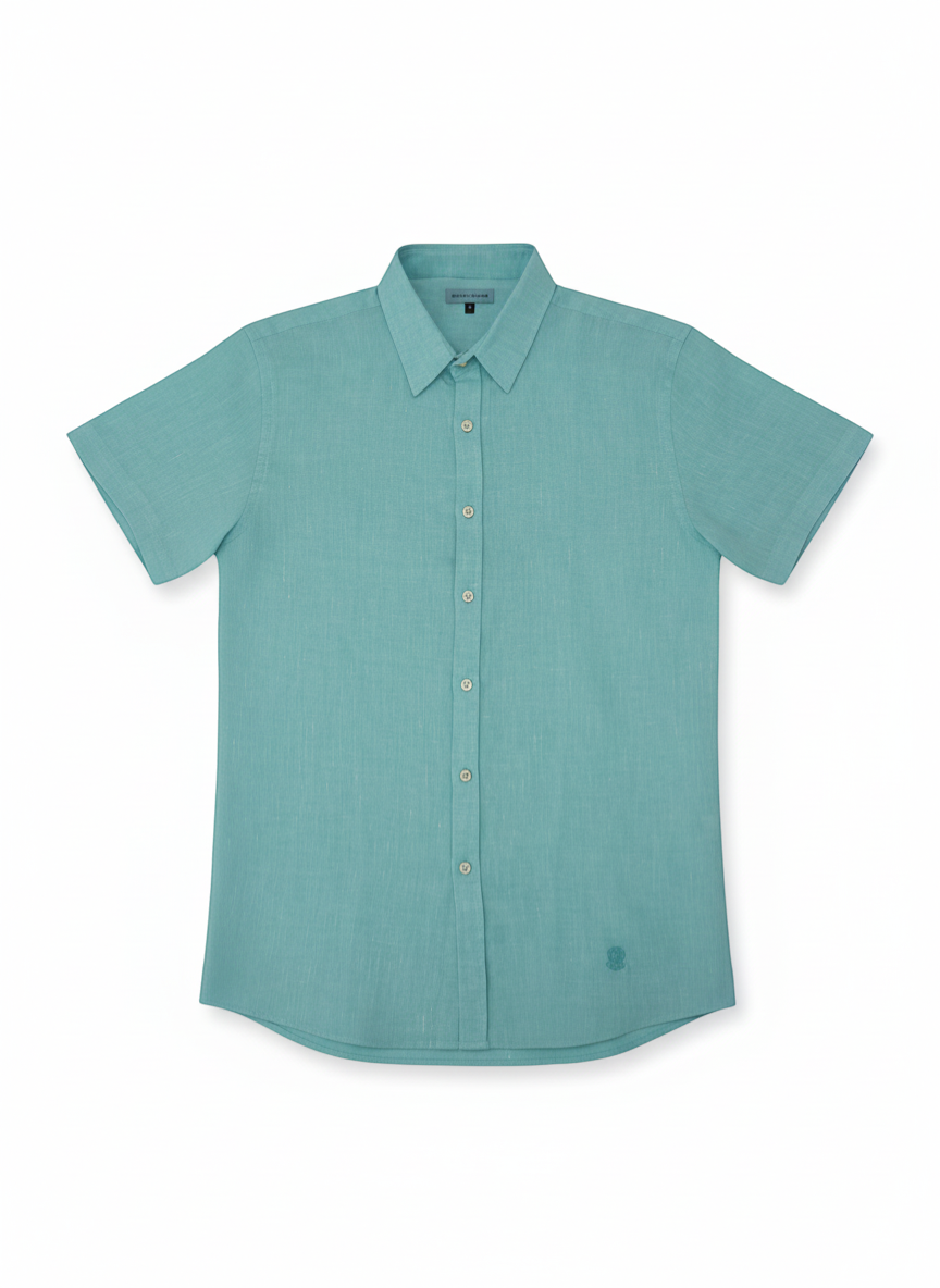 Juanjo Short Sleeve Linen Shirt Turquoise