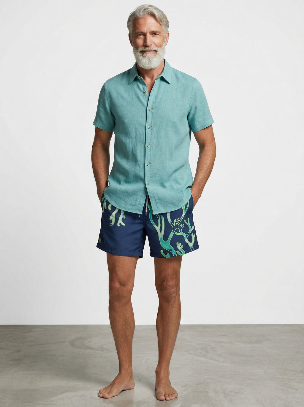 Juanjo Short Sleeve Linen Shirt Turquoise