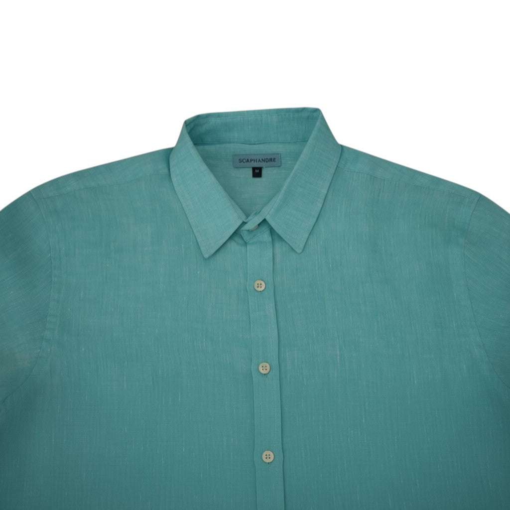 Juanjo Short Sleeve Linen Shirt Turquoise