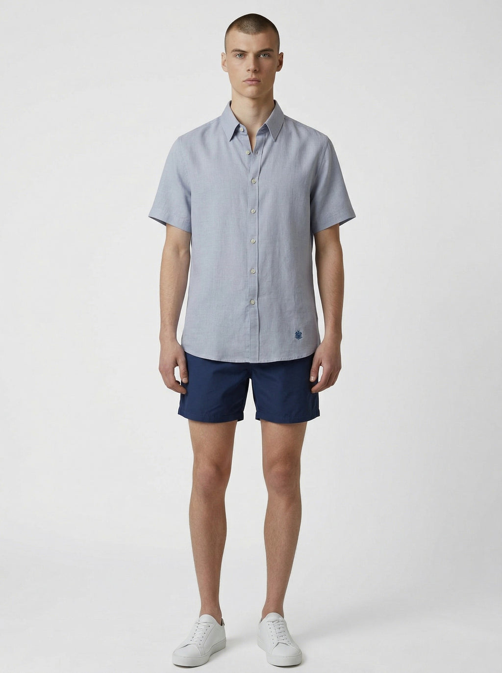 Juanjo Short Sleeve Linen Shirt Grey Stripe