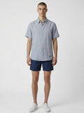 Juanjo Short Sleeve Linen Shirt Grey Stripe