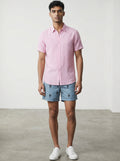 Juanjo Linen Shirt Short Sleeve Pink Stripe