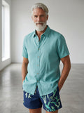 Juanjo Short Sleeve Linen Shirt Turquoise