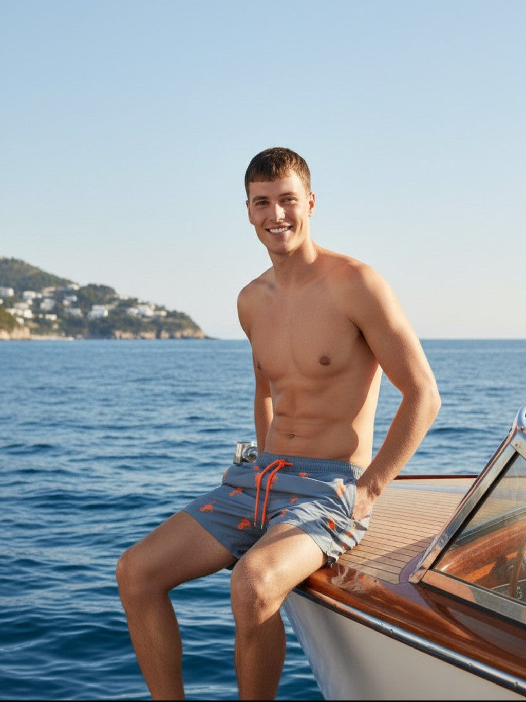 Swim Shorts Sea Horse Orange and Grey
