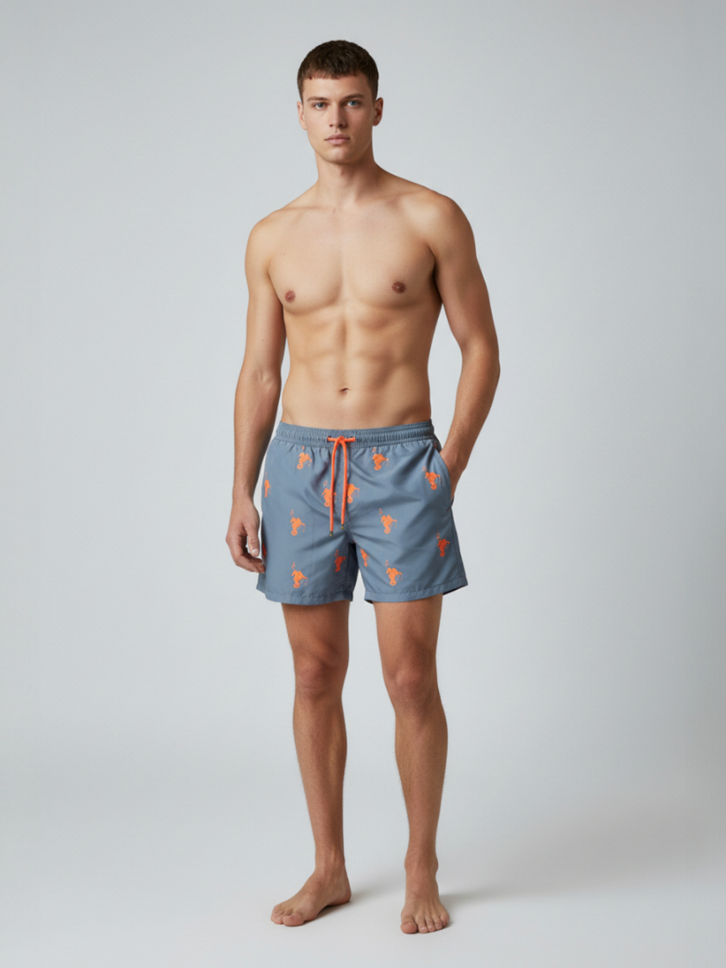 Swim Shorts Sea Horse Orange and Grey