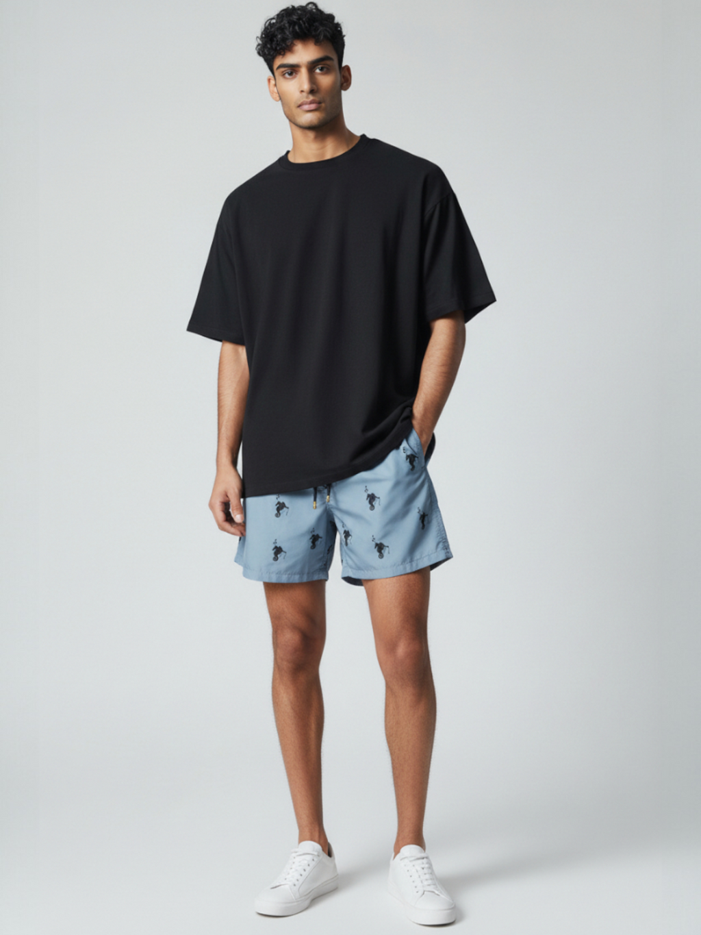 Swim Shorts Sea Horse Black and Grey