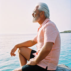 Short Sleeve Linen Shirt Coral