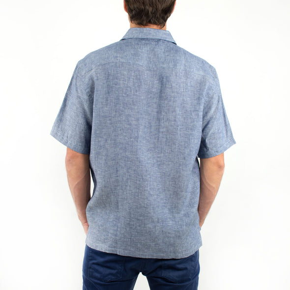 Short Sleeve Linen Shirt Denim