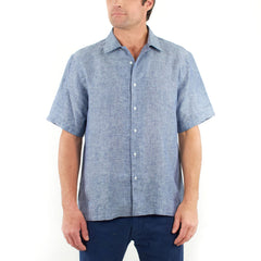 Short Sleeve Linen Shirt Denim