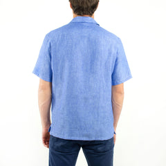 Short Sleeve Linen Shirt Deep Blue