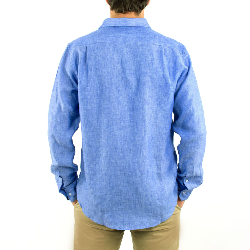 Long Sleeve Linen Shirt Deep Blue