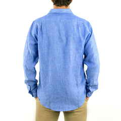 Long Sleeve Linen Shirt Deep Blue