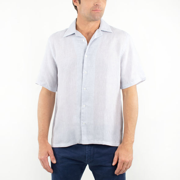 Short Sleeve Linen Shirt Grey