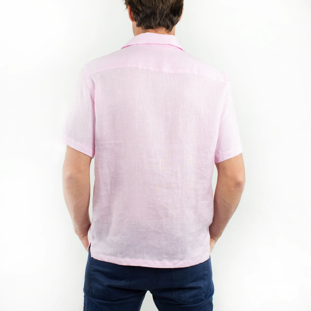 Short Sleeve Linen Shirt Pink