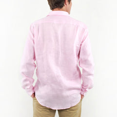 Long Sleeve Linen Shirt Pink