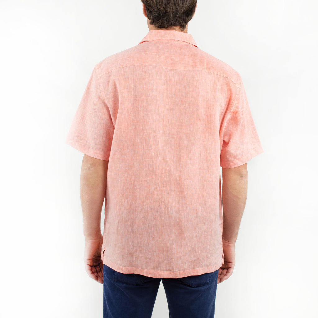 Short Sleeve Linen Shirt Coral