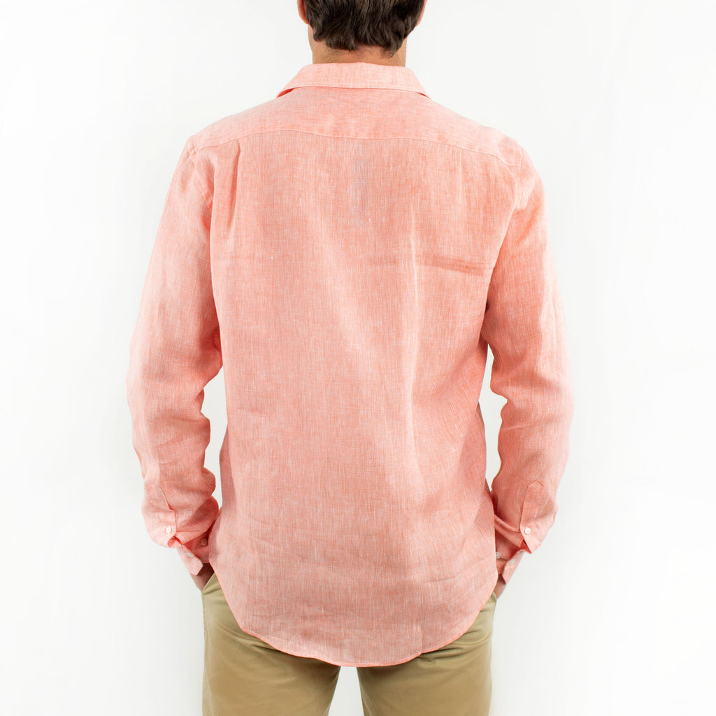 Long Sleeve Linen Shirt Coral
