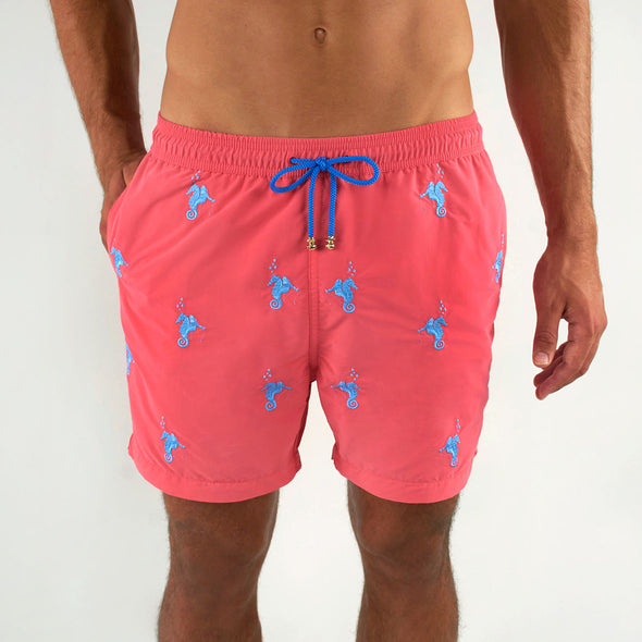 Swim Shorts Seahorse Rodeo Hot Coral