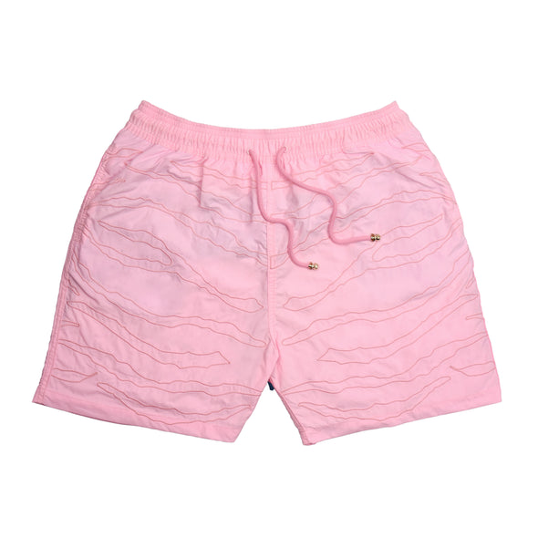 Swim Shorts Pink Embroidered Zebra